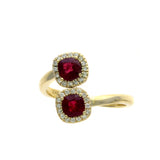 Ruby and Diamond Bypass Ring, 14K Yellow Gold