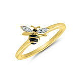 Honey Bee Diamond Ring, 14K Yellow Gold