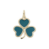 Lucky Clover Charm of Green Agate, 14K Yellow Gold