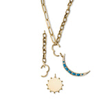 Turquoise New Moon Charm, 14K Yellow Gold