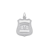 Police Badge Charm, Sterling Silver