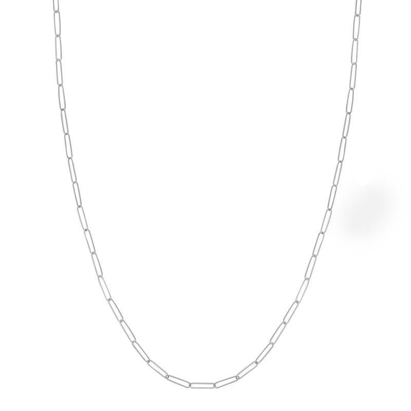 Elongated Link Chain Necklace, 18 Inches, 14K White Gold