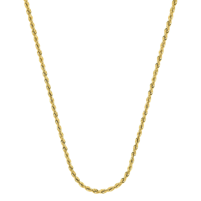 Hollow Rope Chain Necklace, 20 Inches, 14K Yellow Gold