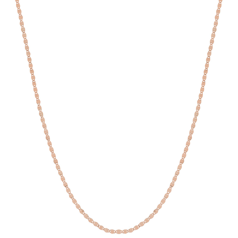 Flat Mirror Chain Necklace, 24 Inches, 14K Rose Gold