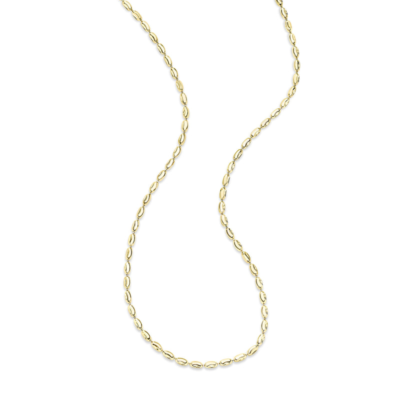 Faceted Oval Bead Chain, 24 Inches, 14K Yellow Gold