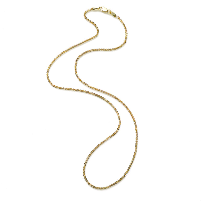 Round Wheat Gold Chain, 16 Inches, 14K Yellow Gold