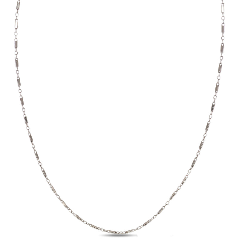 "Baguette" Chain, 16 Inches, 14K White Gold