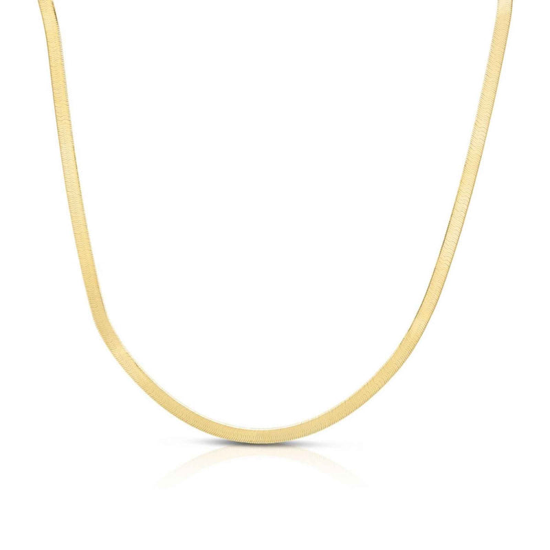 Herringbone Chain Necklace, 16 Inches, 14K Yellow Gold