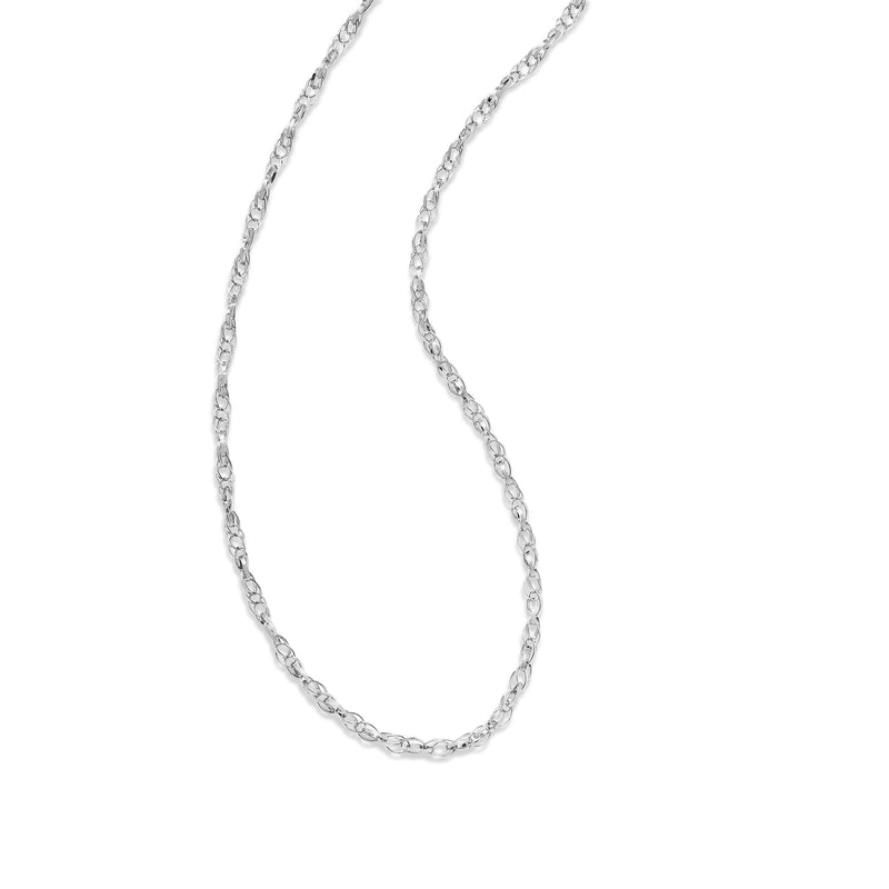 Open Link Chain, 18 Inches, 14K White Gold