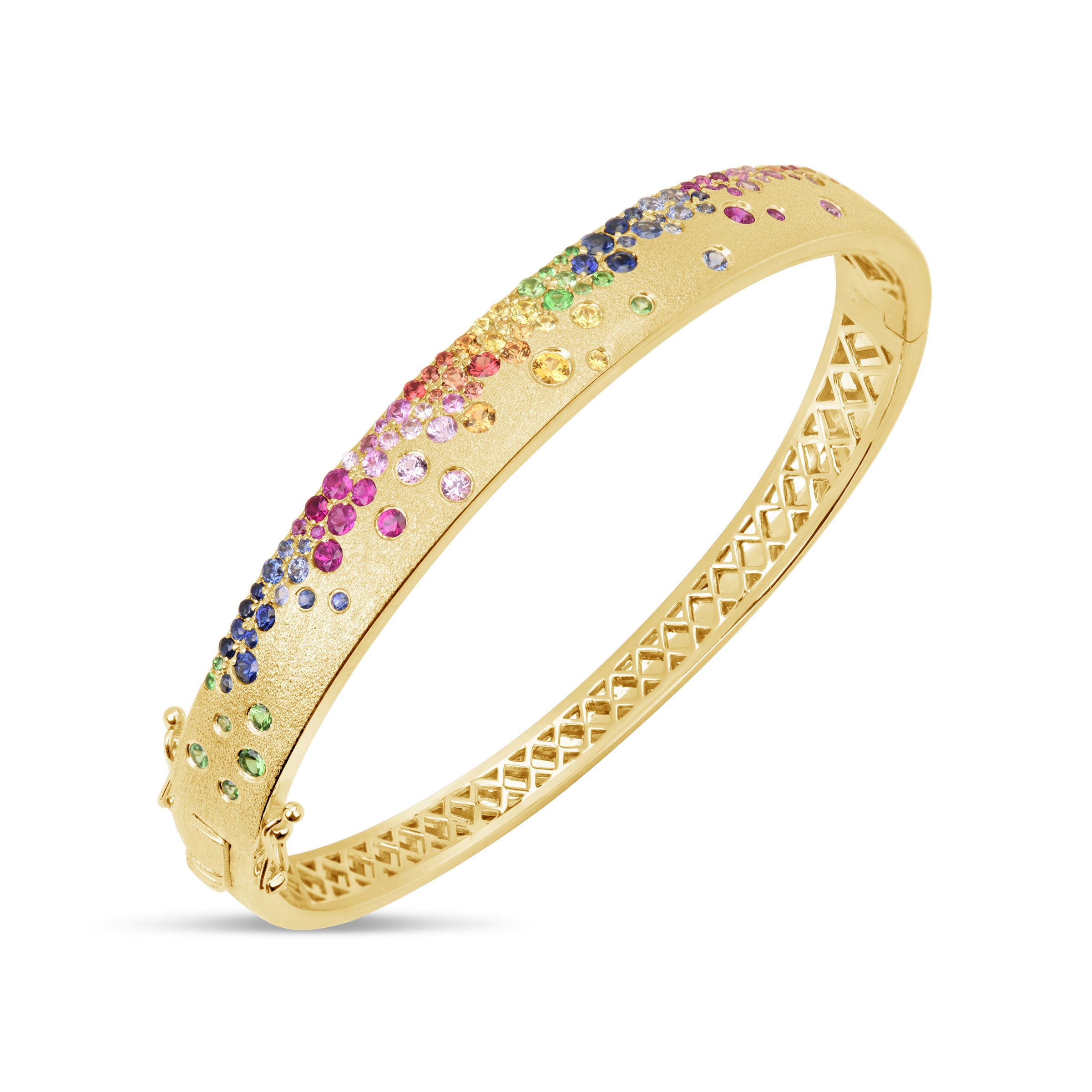 14K Yellow Gold Rainbow Gemstone Diamond Bracelet 7: 31939599106117