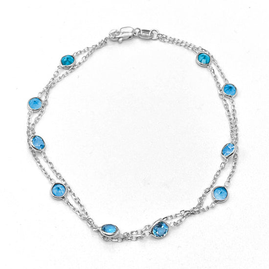 Blue Topaz Tennis Bracelet  Lola Silver Gemstone Eternity Bracelet