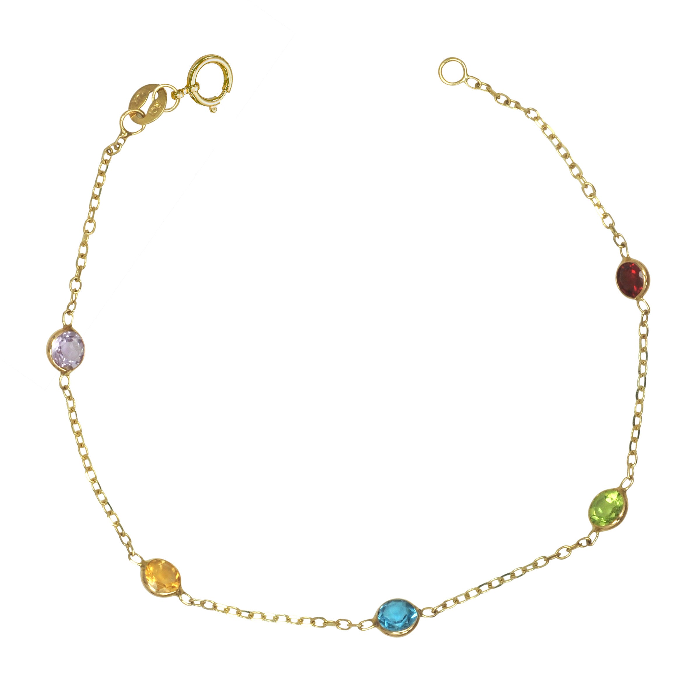 Diamond & Multicolor Gemstone Bracelet 14k Yellow Gold 9.62ct - CBB141