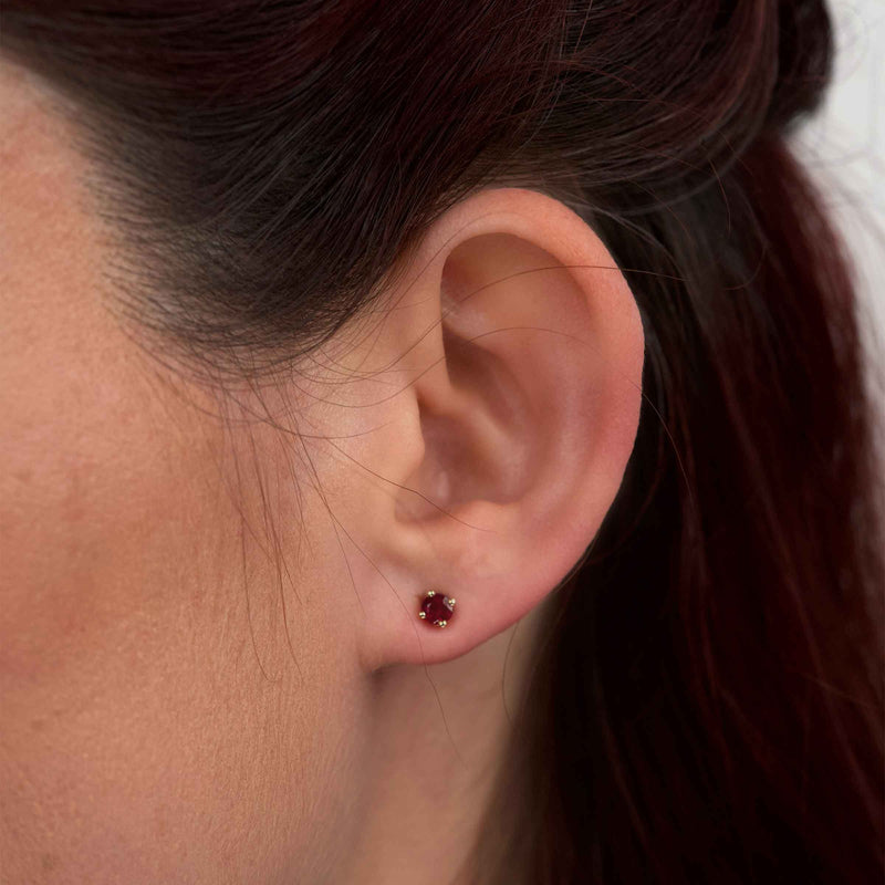 Genuine Ruby Stud Earrings, 14K White Gold