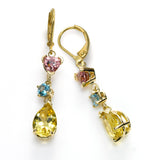 Yellow Beryl Multicolor Drop Earrings, 14K Yellow Gold