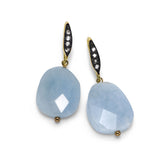Flat Faceted Aquamarine Drop Earrings, Sterling Silver and Gold Plating