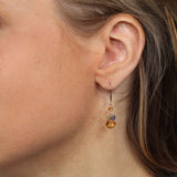 Peridot and Multi Gemstone Dangle Earrings, 14K Yellow Gold