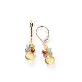 Citrine and Multi Gemstone Dangle Earrings, 14K Yellow Gold
