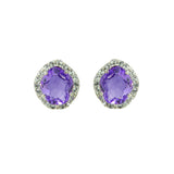 Freeform Amethyst and White Topaz Earrings, Sterling Silver