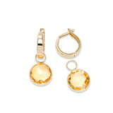 Hoop Earrings with Detachable Citrine 9.5MM Dangles, 14K Yellow Gold