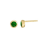 Bezel Emerald Stud Earrings, 3.5MM, 14K Yellow Gold