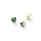 Fine Emerald Stud Earrings, 5MM, 14K Yellow Gold