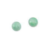 Natural Jade Button Earrings, 7 MM, 14K Yellow Gold