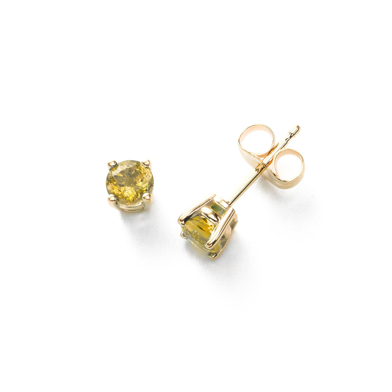 Yellow Sapphire Stud Earrings, 4MM, 14K Yellow Gold