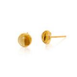 Round Citrine Stud Earrings, 8 MM, 18K Yellow Gold