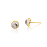 Faceted White Topaz Stud Earrings, 10 MM, 18K Yellow Gold