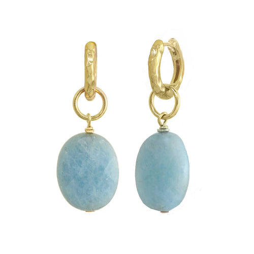 Aquamarine Drop Dangle Earrings, Sterling Silver and Gold Plating