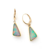 Ethiopian Opal Triangular Drop Earrings,  22K Yellow Gold