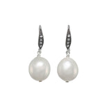 White Baroque Freshwater Cultured Pearl Drop Earrings, Sterling Silver