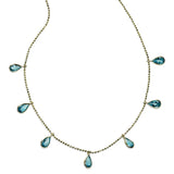 Pear Shaped London Blue Topaz Drop Necklace, 18 Inches, 14K Yellow Gold