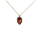 Pear Shape Garnet Drop Necklace, 14K Yellow Gold