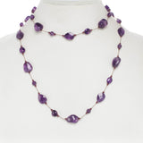 Amethyst and Swarovski Crystal Necklace, 35 Inches, Sterling Silver