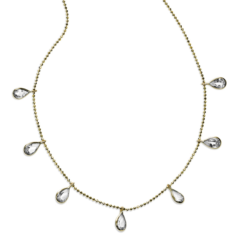 Pear Shaped CZ Drop Necklace, 18 Inches, 14K Yellow Gold
