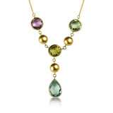 Multi Color Gemstone 'Y' Style Necklace, 14K Yellow Gold