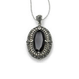 Black Onyx and Marcasite Pendant, Sterling Silver