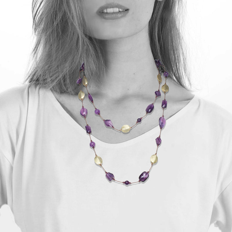 Amethyst and Gold Vermeil 35-Inch Bead Necklace,