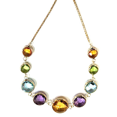 Graduated Multi Stone Necklace, 14K Yellow Gold