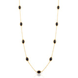 Sapphire Station Necklace, 17.50 Inches, 18K Yellow Gold