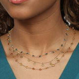 Bezel Set Blue Topaz Drop Necklace, 18 Inches, 14K Yellow Gold