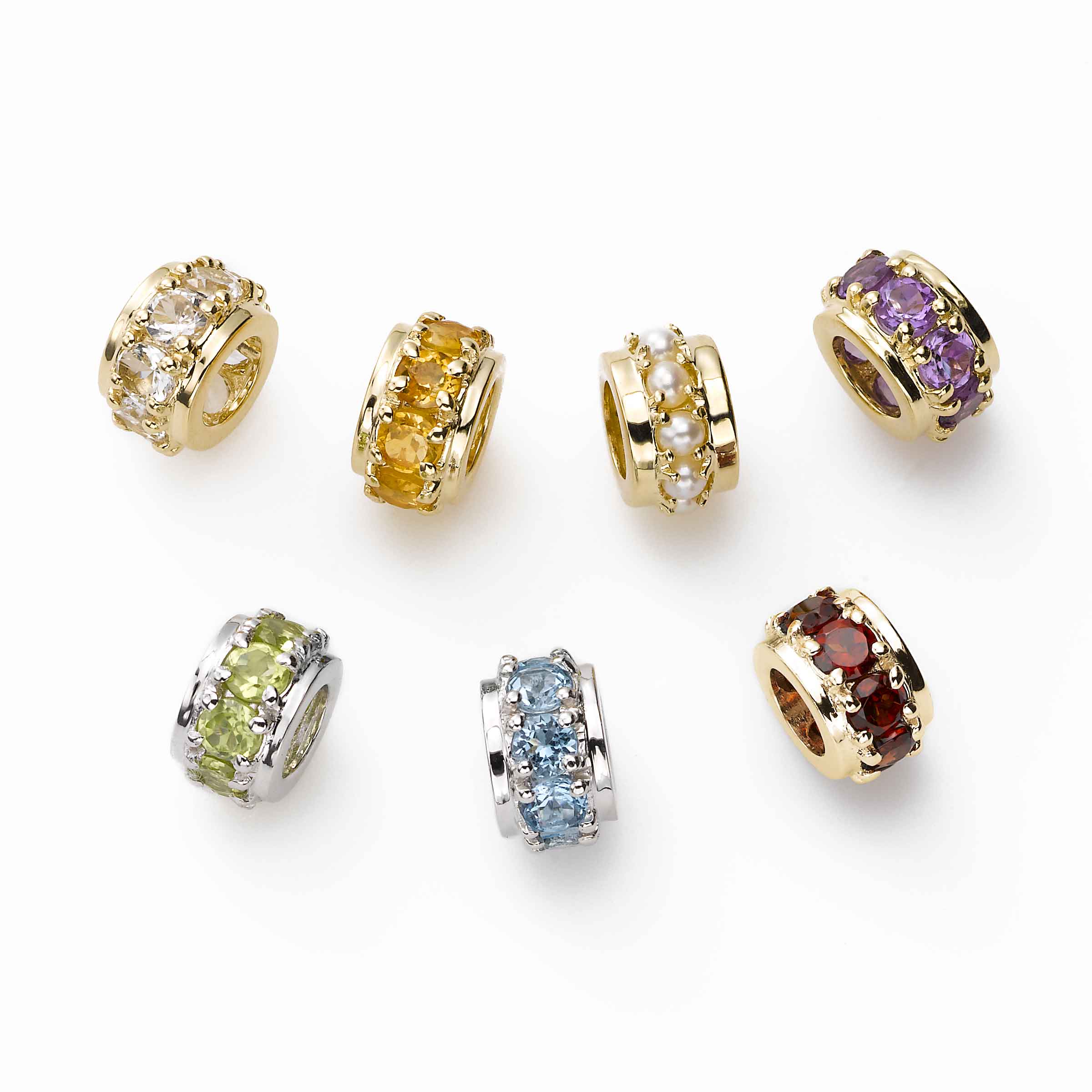 Birthstone Charms Gemstone Rondelles, 14K Yellow or White Gold | Gemstone Jewelry Stores Long Island Ruby / Yellow Gold