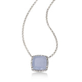 Blue Chalcedony and White Topaz Necklace, Sterling Silver