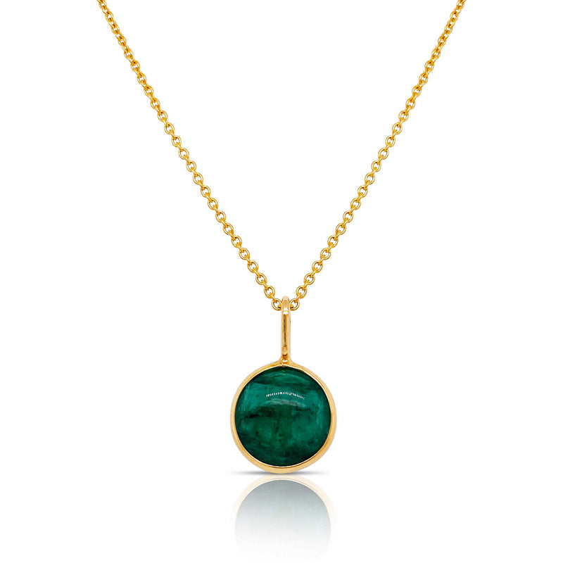 Round Emerald Drop Charm, 18K Yellow Gold