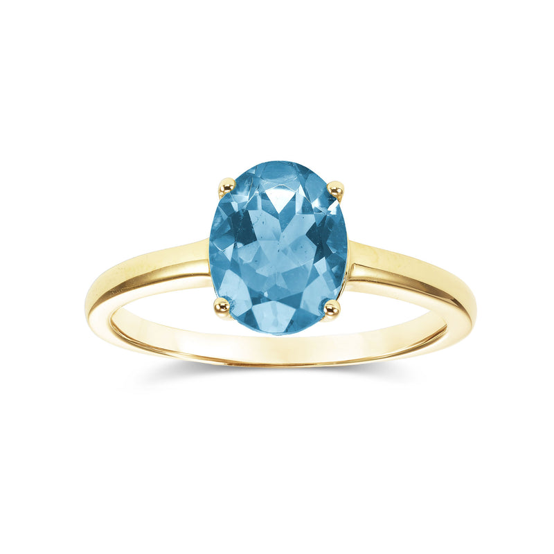 Oval Cut Blue Topaz Ring, 14K Yellow Gold