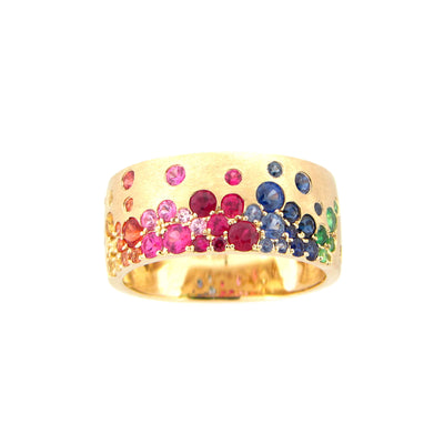 Flush Set Rainbow Gemstone Ring, 14K Yellow Gold | Gemstone Jewelry ...