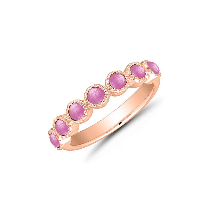 Seven Stone Pink Sapphire Ring, 14K Rose Gold