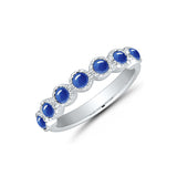 Seven Stone Blue Sapphire Ring, 14K White Gold