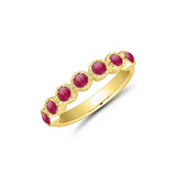 Seven Stone Ruby Ring, 14K Yellow Gold